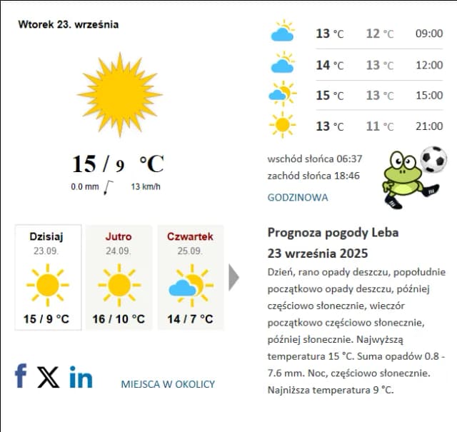 Jaka pogoda w Łebie? Sprawdź, co Cię czeka dzisiaj! Jaka pogoda w Łebie? Sprawdź, co Cię czeka dzisiaj!